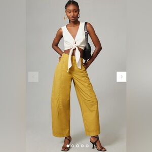 NWOT- Pilcro Anthropologie Porto Wide-Leg Crop Pants in Chartreuse